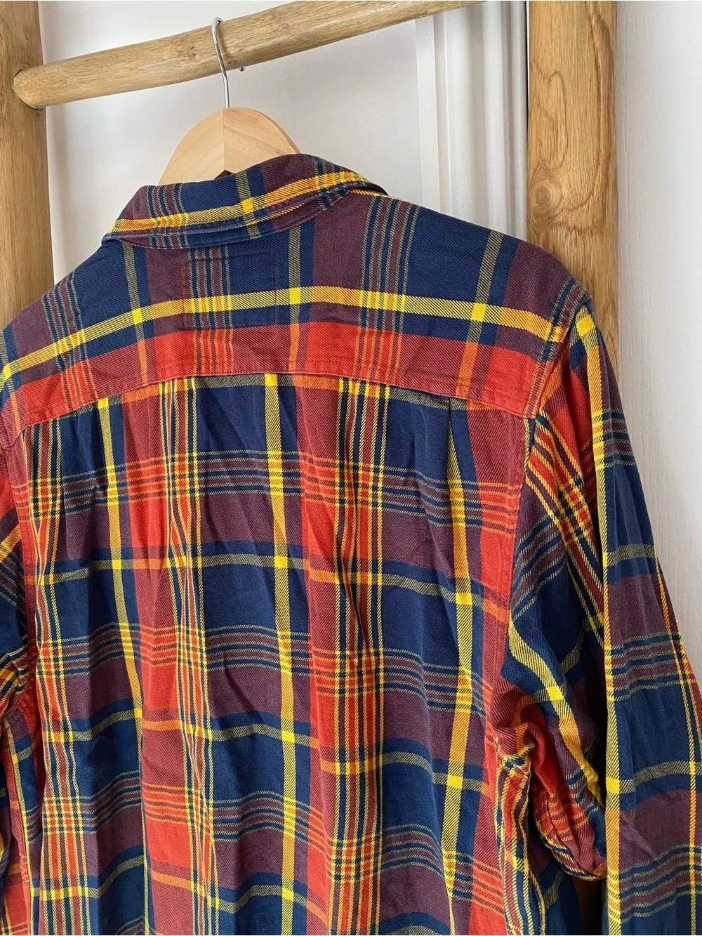 The North Face Men's Sz Large Orange Plaid Flannel Shirt Long Sleeve W/Pockets